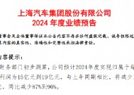 上汽集团：预计2024年度净利润15亿元到19亿元 同比减少87%到90%