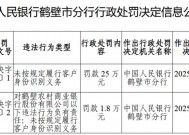 鹤壁农村商业银行因未按规定履行客户身份识别义务被罚25万元